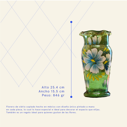 Florero zoquipan No.2 verde decorado