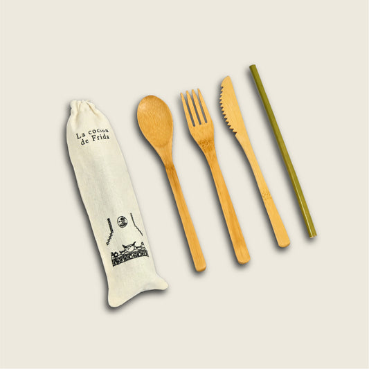 Kit de cubiertos reutilizables de bambú: La Cocina de Frida