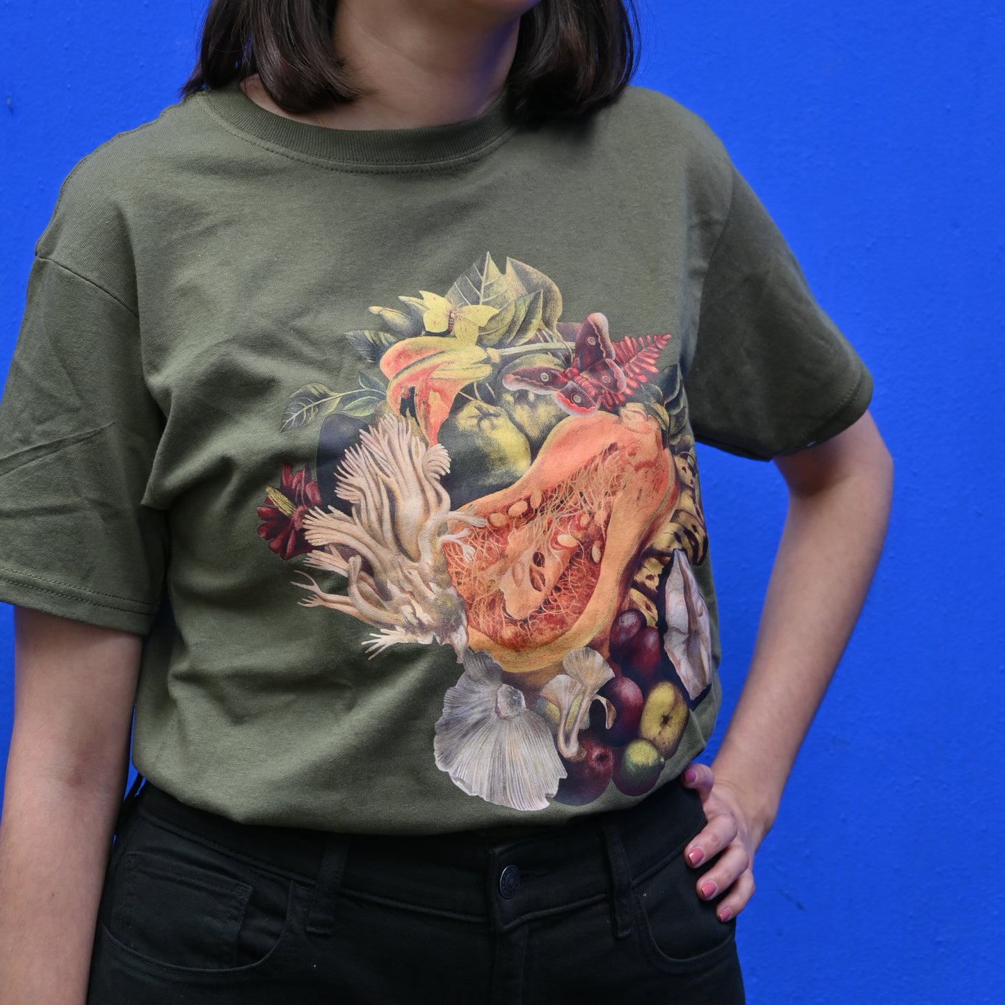 Playera verde Naturaleza muerta